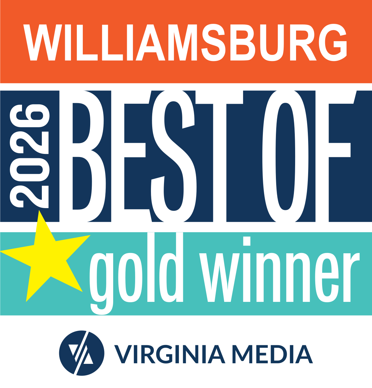 2026 Best of Hampton Roads Gold award - Williamsburg
